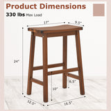 Set of 2 Saddle-Seat Counter Height Stools with Curved Seat and Footrests-Walnut