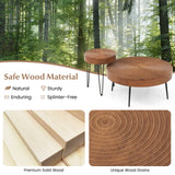 Set of 2 Solid Wood Farmhouse Round Coffee Tables