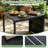 Set of 2 Space-Saving C-Shaped Side Table with Wood-Plastic Top-Black