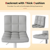 Set of 2 Square Swivel Adjustable PU Leather Bar Stools with Back and Footrest