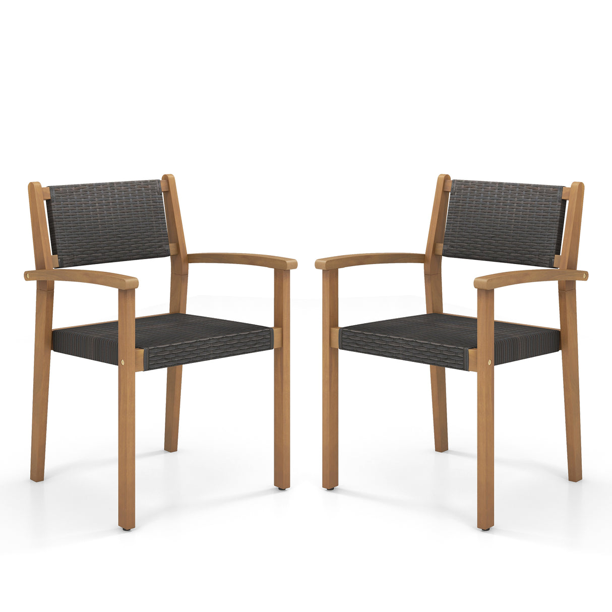 Set of 2 Stackable Outdoor Wicker Dining Chair