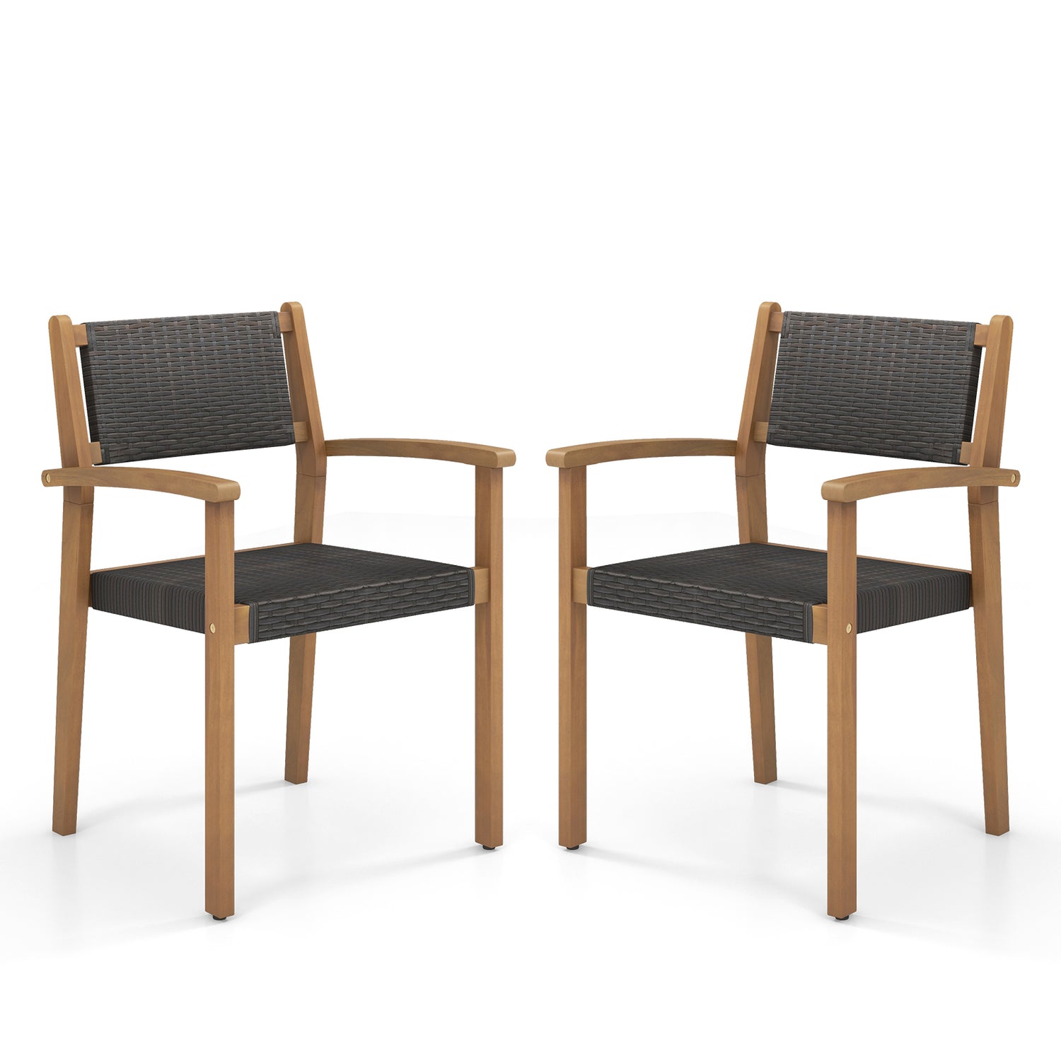 Set of 2 Stackable Outdoor Wicker Dining Chair