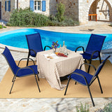 Set of 2 Stackable Patio Dining Chairs Set with Armrest