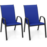 Set of 2 Stackable Patio Dining Chairs Set with Armrest
