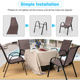 Set of 2 Stackable Patio Dining Chairs Set with Armrest