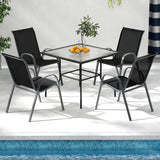 Set of 2 Stackable Patio Dining Chairs Set with Armrest