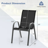 Set of 2 Stackable Patio Dining Chairs Set with Armrest