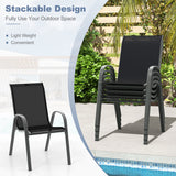 Set of 2 Stackable Patio Dining Chairs Set with Armrest