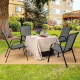 Set of 2 Stackable Patio Dining Chairs Set with Armrest