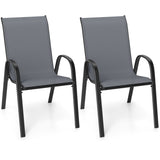 Set of 2 Stackable Patio Dining Chairs Set with Armrest