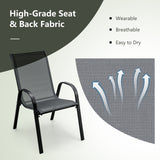 Set of 2 Stackable Patio Dining Chairs Set with Armrest