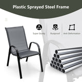 Set of 2 Stackable Patio Dining Chairs Set with Armrest