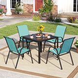Set of 2 Stackable Patio Dining Chairs Set with Armrest