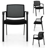Set of 2 Stackable Reception Room Chairs with Padded Seat-Black