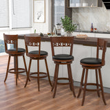 Set of 2 Swivel Bar Stools with Rubber Wood Frame