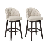 Set of 2 Swivel Bar Stools with Rubber Wood Legs and Padded Back