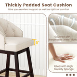 Set of 2 Swivel Bar Stools with Rubber Wood Legs and Padded Back