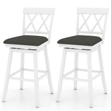 Set of 2 Swivel Bar Stools Counter Height Barstools with Backrest Upholstered Seat Cushion-24/Cushion-29 inches/Inches