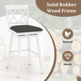 Set of 2 Swivel Bar Stools Counter Height Barstools with Backrest Upholstered Seat Cushion-24/Cushion-29 inches/Inches