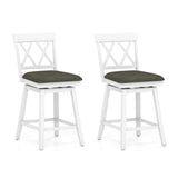 Set of 2 Swivel Bar Stools Counter Height Barstools with Backrest Upholstered Seat Cushion-24/Cushion-29 inches/Inches