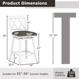 Set of 2 Swivel Bar Stools Counter Height Barstools with Backrest Upholstered Seat Cushion-24/Cushion-29 inches/Inches