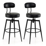 Set of 2 Swivel Barstools Faux Leather with Upholstered Seat and Back
