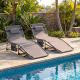 Set of 2 Tanning Chairs with Face Arm Holes Portable with 4-Level Backrest