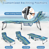 Set of 2 Tanning Chairs with Face Arm Holes Portable with 4-Level Backrest