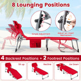 Set of 2 Tanning Chair Portable Chaise Lounge Chair with 4-Position Adjustable Backrest