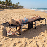 Set of 2 Tanning Chair Portable Chaise Lounge Chair with 4-Position Adjustable Backrest