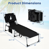 Set of 2 Tanning Chair Portable Chaise Lounge Chair with 4-Position Adjustable Backrest