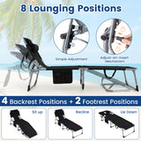 Set of 2 Tanning Chair Portable Chaise Lounge Chair with 4-Position Adjustable Backrest