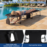 Set of 2 Tanning Chair Portable Chaise Lounge Chair with 4-Position Adjustable Backrest