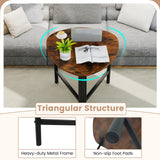 Set of 2 Triangle Coffee Table Oval with Metal Legs