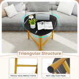 Set of 2 Triangle Coffee Table Oval with Metal Legs