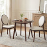 Set of 2 Upholstered Linen Fabric Kitchen Side Chairs with Padded Seat