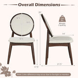 Set of 2 Upholstered Linen Fabric Kitchen Side Chairs with Padded Seat