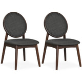 Set of 2 Upholstered Linen Fabric Kitchen Side Chairs with Padded Seat