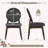 Set of 2 Upholstered Linen Fabric Kitchen Side Chairs with Padded Seat