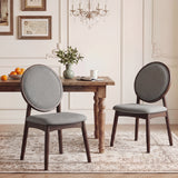 Set of 2 Upholstered Linen Fabric Kitchen Side Chairs with Padded Seat