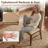 Set of 2 Upholstered Dining Chairs with Solid Rubber Wood Legs-Brown