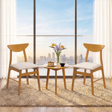 Set of 2 Upholstered Dining Chairs with Curved Backrest and Rubber Wood Frame