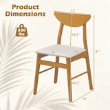 Set of 2 Upholstered Dining Chairs with Curved Backrest and Rubber Wood Frame