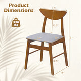 Set of 2 Upholstered Dining Chairs with Curved Backrest and Rubber Wood Frame