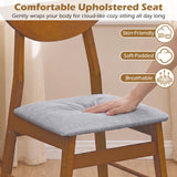 Set of 2 Upholstered Dining Chairs with Curved Backrest and Rubber Wood Frame