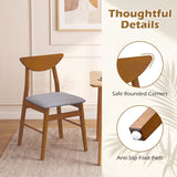 Set of 2 Upholstered Dining Chairs with Curved Backrest and Rubber Wood Frame
