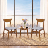 Set of 2 Upholstered Dining Chairs with Curved Backrest and Rubber Wood Frame