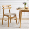 Set of 2 Upholstered Dining Chairs with Padded Seat and Solid Wood Legs
