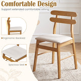Set of 2 Upholstered Dining Chairs with Padded Seat and Solid Wood Legs