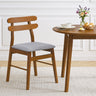 Set of 2 Upholstered Dining Chairs with Padded Seat and Solid Wood Legs